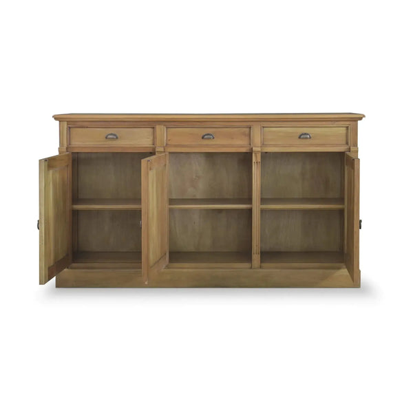 Bramble Hudson 3 Door Sideboard In Antique French Oak-Bramble-Blue Hand Home
