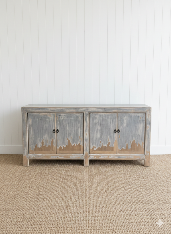 Bell Four Door Cabinet In Blue-Blue Hand Home