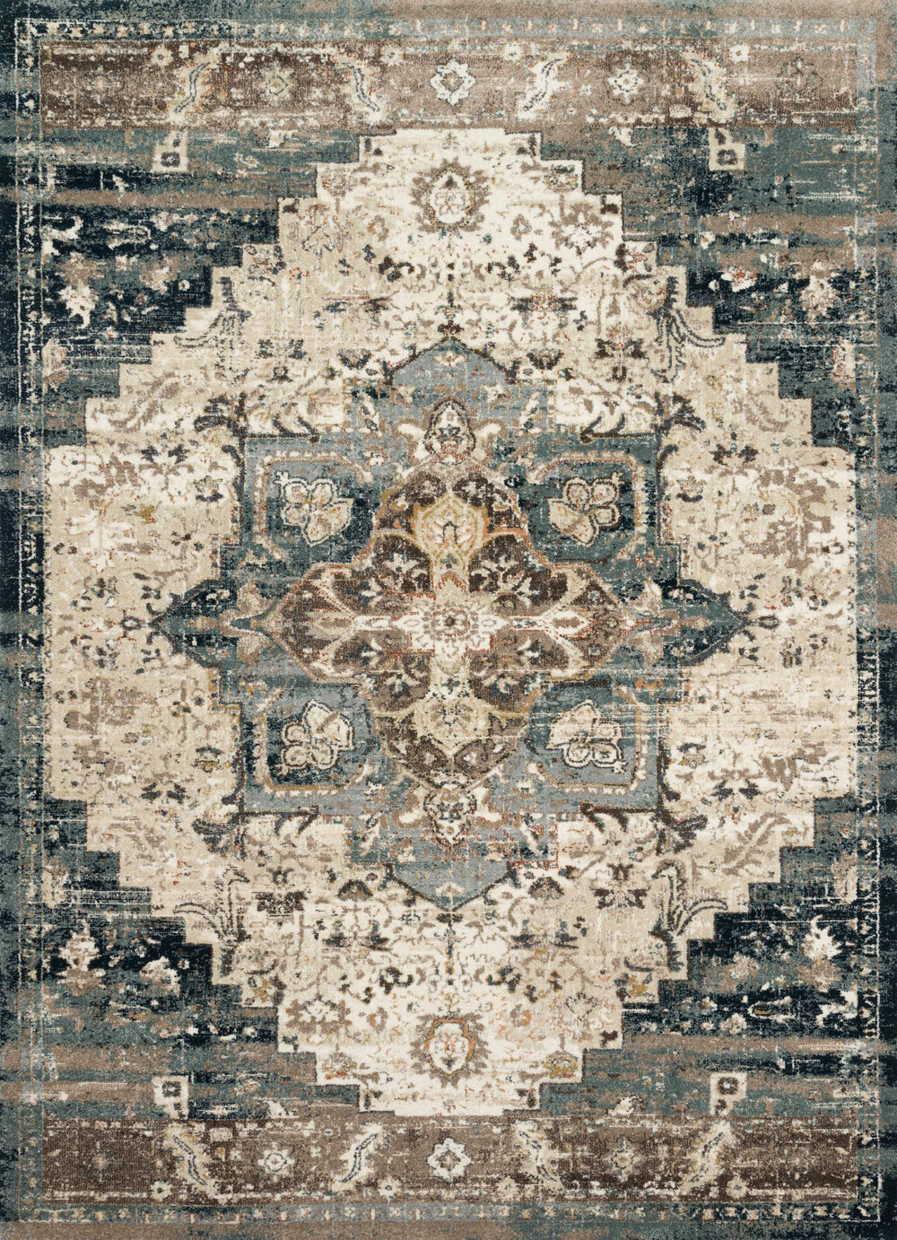 Magnolia Home by Joanna Gaines x Loloi James Rug - Taupe / Marine-Blue Hand Home