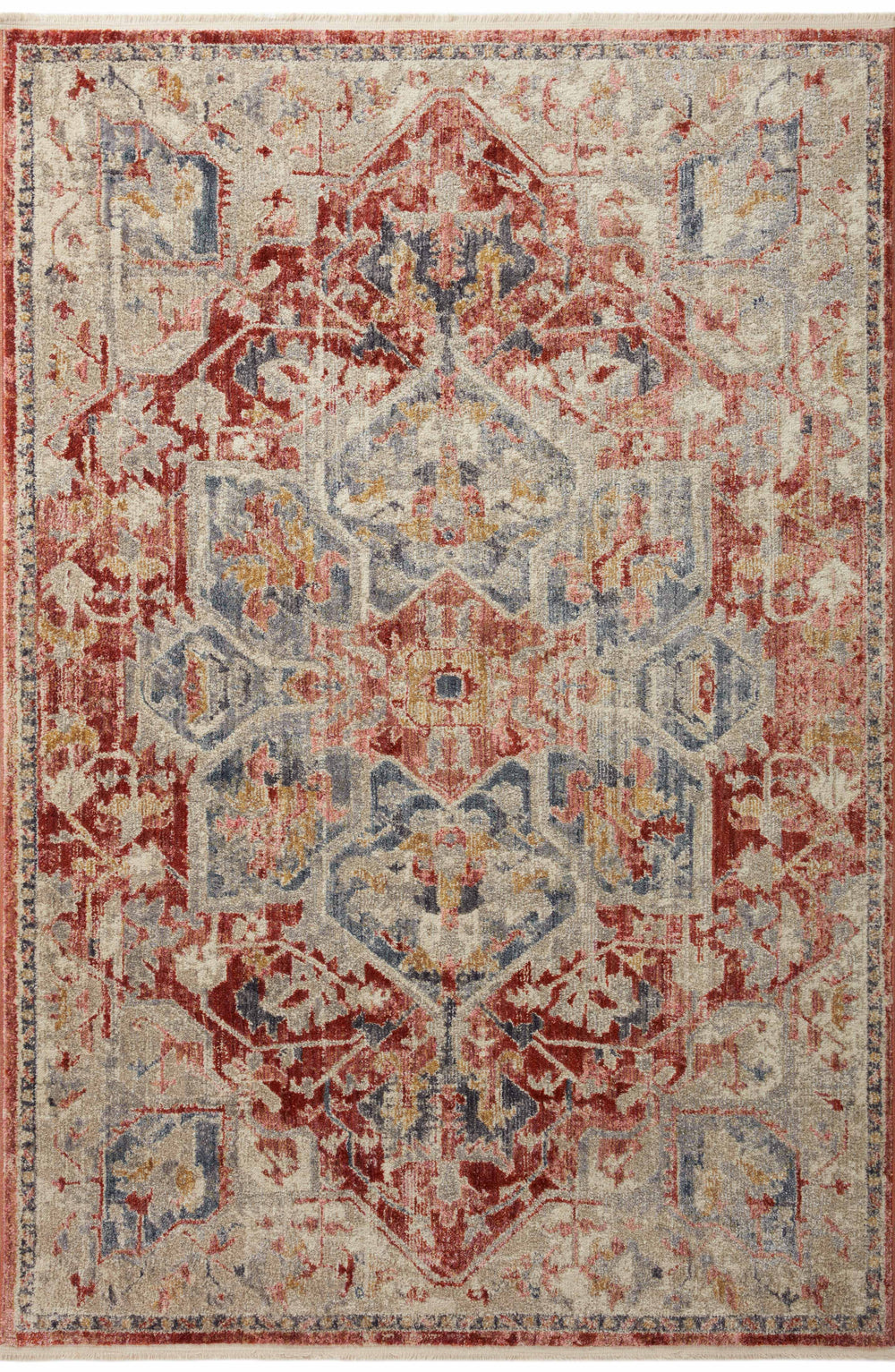 Magnolia Home by Joanna Gaines x Loloi Janey Rug - Garnet / Multi-Blue Hand Home