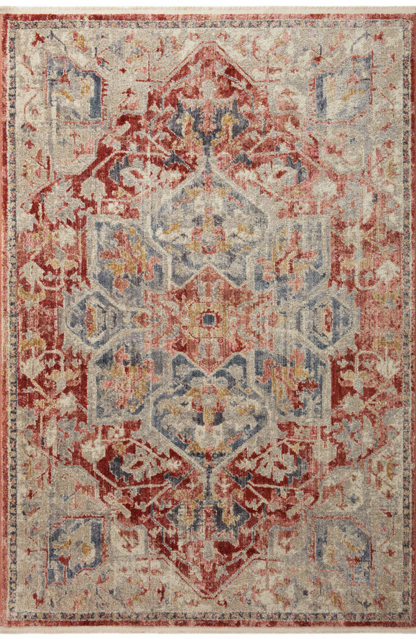 Magnolia Home by Joanna Gaines x Loloi Janey Rug - Garnet / Multi-Blue Hand Home