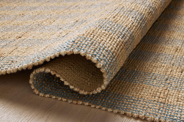 Chris Loves Julia x Loloi Judy Rugs - Natural / Sky-Blue Hand Home