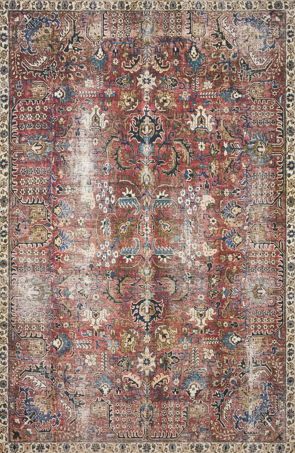 Chris Loves Julia x Loloi Jules Rugs - Merlot / Multi-Blue Hand Home
