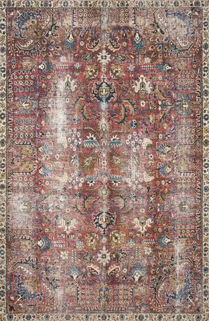 Chris Loves Julia x Loloi Jules Rugs - Merlot / Multi-Blue Hand Home