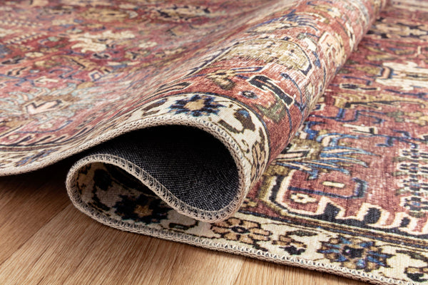 Chris Loves Julia x Loloi Jules Rugs - Merlot / Multi-Blue Hand Home