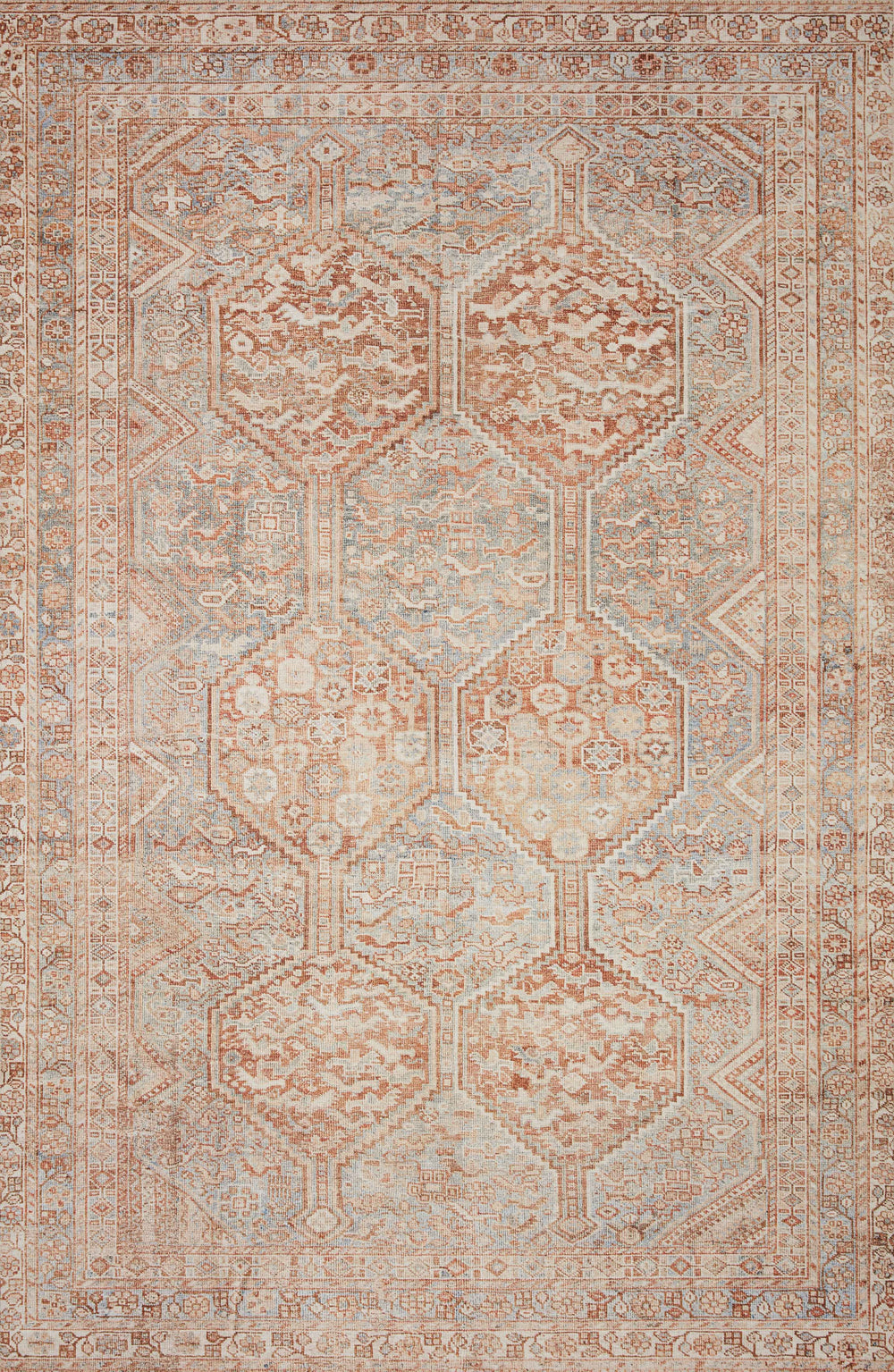 Chris Loves Julia x Loloi Jules Rugs - Tangerine / Mist-Blue Hand Home