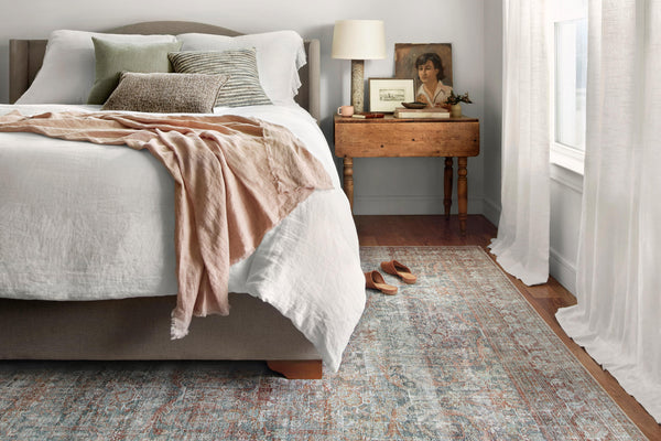 Chris Loves Julia x Loloi Jules Rugs - Lagoon / Brick-Blue Hand Home