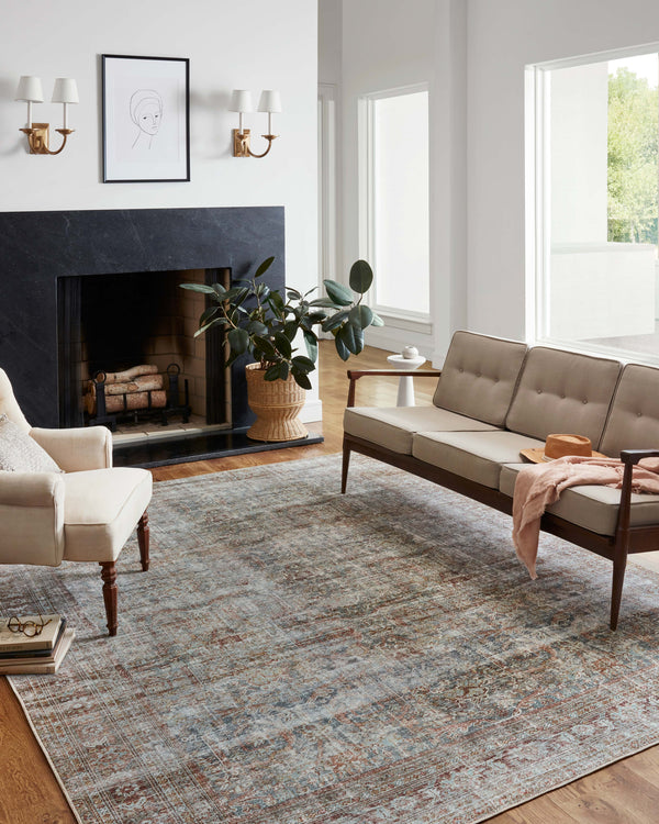 Chris Loves Julia x Loloi Jules Rugs - Lagoon / Brick-Blue Hand Home