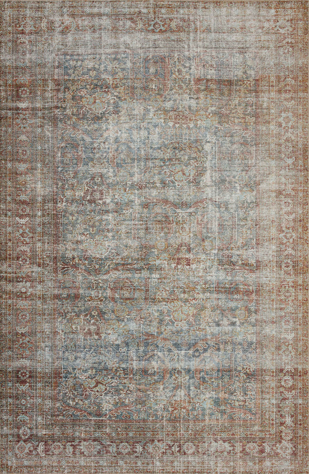 Chris Loves Julia x Loloi Jules Rugs - Lagoon / Brick-Blue Hand Home