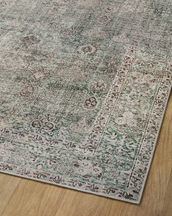 Chris Loves Julia x Loloi Jules Rugs - Emerald / Antique Ivory-Blue Hand Home