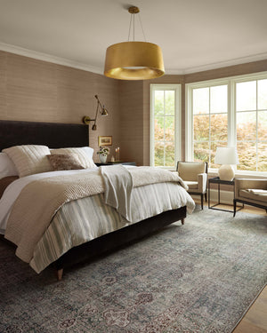 Chris Loves Julia x Loloi Jules Rugs - Emerald / Antique Ivory-Blue Hand Home
