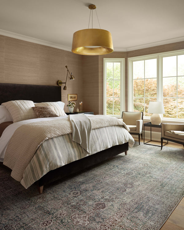 Chris Loves Julia x Loloi Jules Rugs - Emerald / Antique Ivory-Blue Hand Home