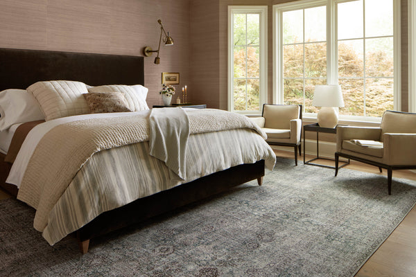 Chris Loves Julia x Loloi Jules Rugs - Emerald / Antique Ivory-Blue Hand Home