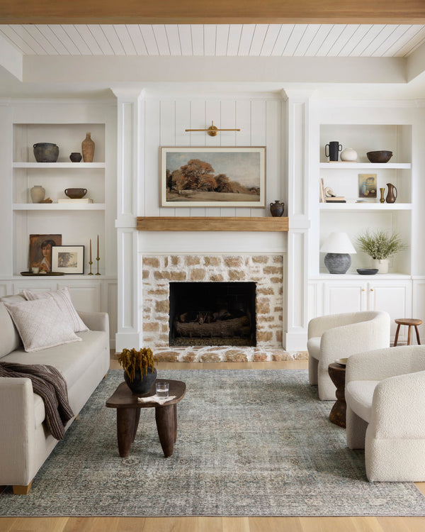 Chris Loves Julia x Loloi Jules Rugs - Emerald / Antique Ivory-Blue Hand Home