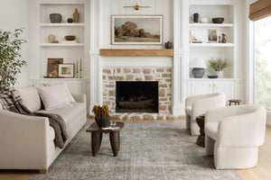 Chris Loves Julia x Loloi Jules Rugs - Emerald / Antique Ivory-Blue Hand Home