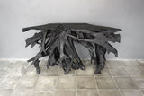 Teak Root Console in Charcoal Finish-Blue Hand Home