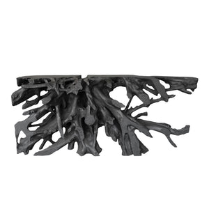 Teak Root Console in Charcoal Finish-Blue Hand Home