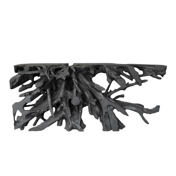Teak Root Console in Charcoal Finish-Blue Hand Home