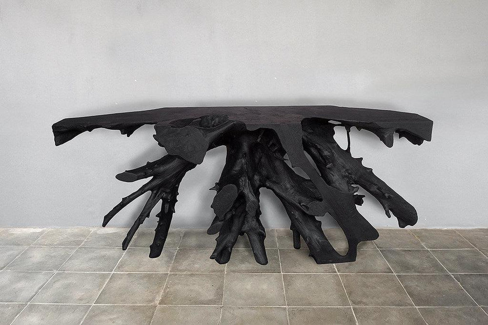 Teak Root Console – Charcoal Finish-Blue Hand Home