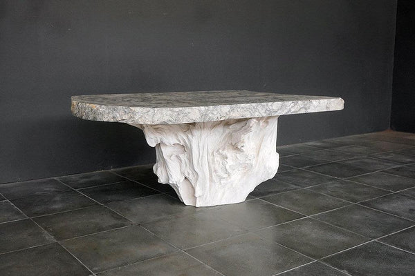 Onyx Coffee Table with Teak Root Base-Blue Hand Home