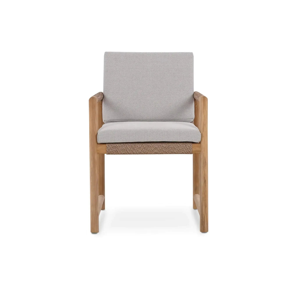 Bramble Jackson Dining Armchair W/ Seat & Back Cushions - Outdoor Teak-Bramble-Blue Hand Home
