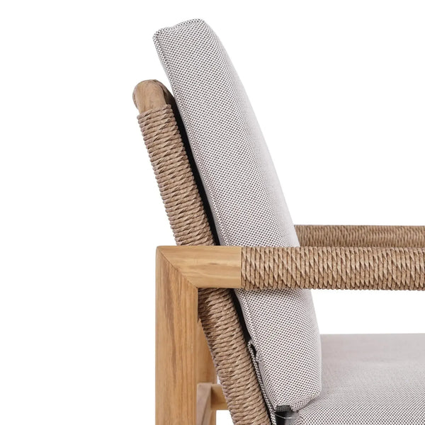 Bramble Jackson Dining Armchair W/ Seat & Back Cushions - Outdoor Teak-Bramble-Blue Hand Home