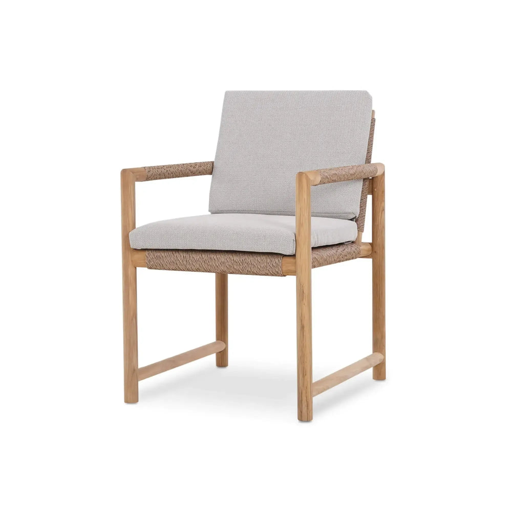 Bramble Jackson Dining Armchair W/ Seat & Back Cushions - Outdoor Teak-Bramble-Blue Hand Home