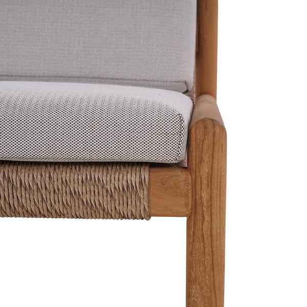 Bramble Jackson Side Chair W/ Seat & Back Cushions - Outdoor Teak-Bramble-Blue Hand Home