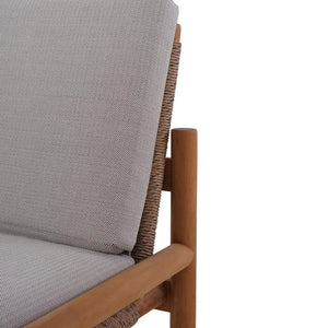Bramble Jackson Side Chair W/ Seat & Back Cushions - Outdoor Teak-Bramble-Blue Hand Home