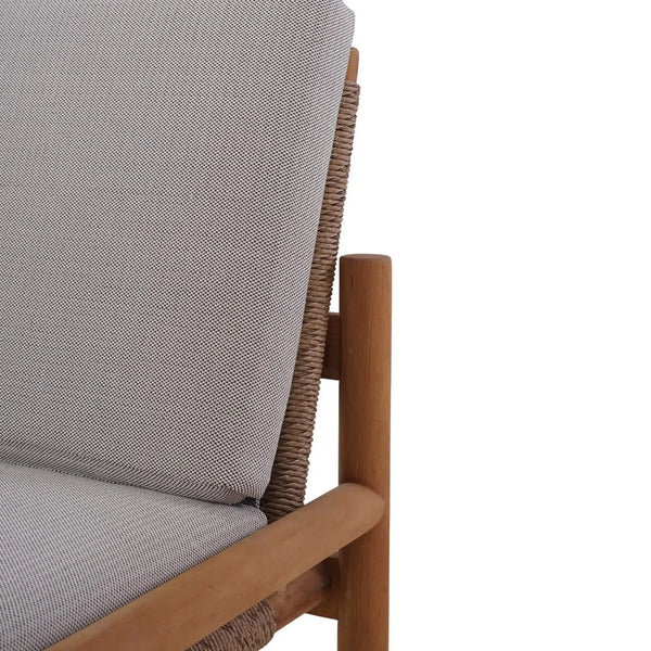Bramble Jackson Side Chair W/ Seat & Back Cushions - Outdoor Teak-Bramble-Blue Hand Home