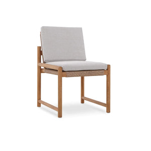 Bramble Jackson Side Chair W/ Seat & Back Cushions - Outdoor Teak-Bramble-Blue Hand Home
