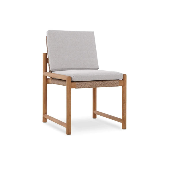 Bramble Jackson Side Chair W/ Seat & Back Cushions - Outdoor Teak-Bramble-Blue Hand Home