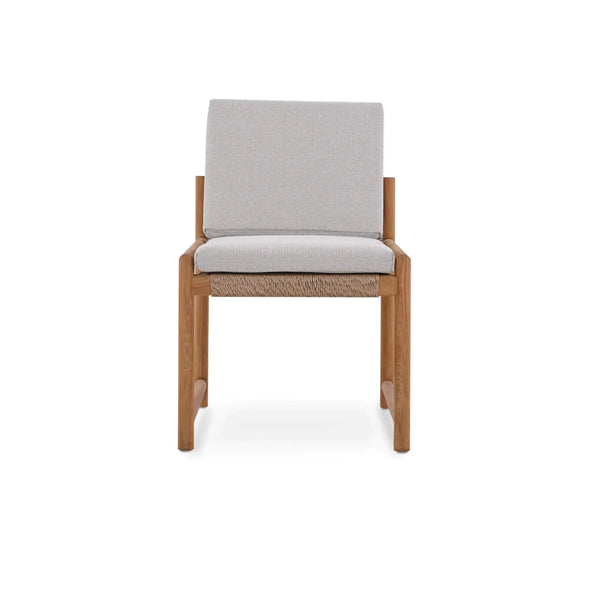 Bramble Jackson Side Chair W/ Seat & Back Cushions - Outdoor Teak-Bramble-Blue Hand Home
