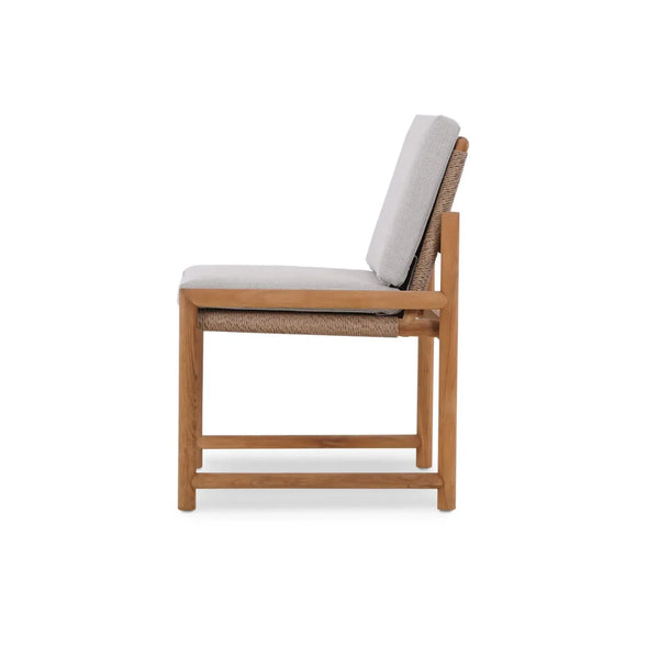 Bramble Jackson Side Chair W/ Seat & Back Cushions - Outdoor Teak-Bramble-Blue Hand Home