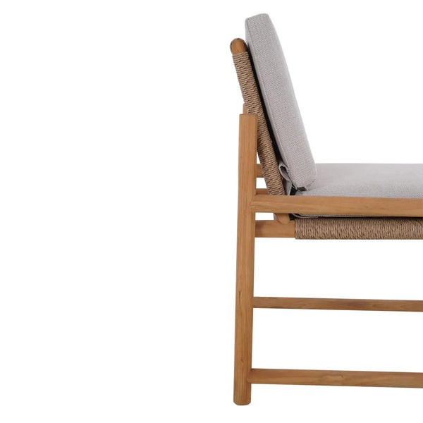 Bramble Jackson Side Chair W/ Seat & Back Cushions - Outdoor Teak-Bramble-Blue Hand Home