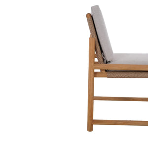 Bramble Jackson Side Chair W/ Seat & Back Cushions - Outdoor Teak-Bramble-Blue Hand Home