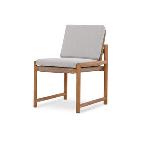 Bramble Jackson Side Chair W/ Seat & Back Cushions - Outdoor Teak-Bramble-Blue Hand Home