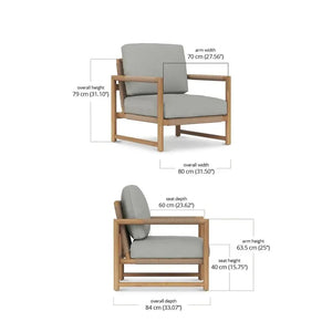 Bramble Jackson Single Seater W/ Seat & Back Cushions - Outdoor Teak-Bramble-Blue Hand Home
