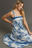 Two Tone Landscape Print Tiered Dress-Blue Hand Home