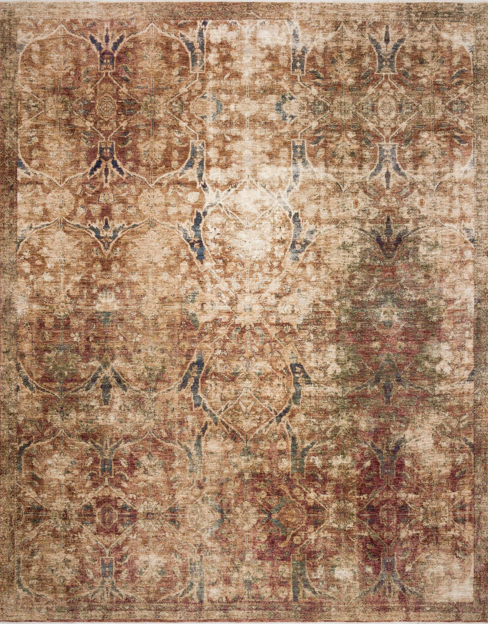 Magnolia Home by Joanna Gaines x Loloi Kennedy Rug - Rust / Multi-Blue Hand Home