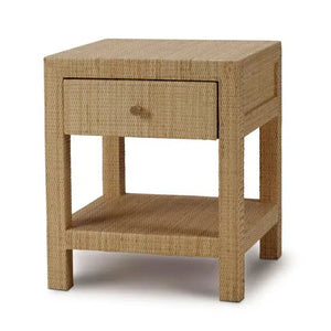 Bramble Kagu 1 Drawer Nightstand Wrapped In Natural Rattan-Bramble-Blue Hand Home