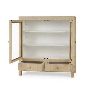 Bramble Kagu 2 Doors Sideboard Wrapped In Natural Rattan W/ True White Interior-Bramble-Blue Hand Home