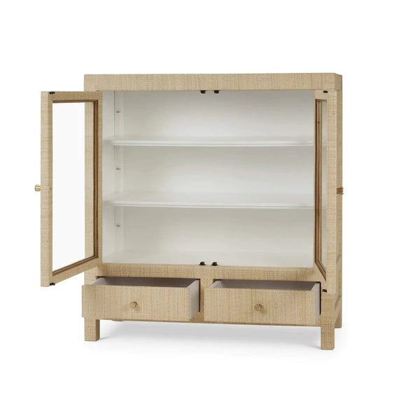 Bramble Kagu 2 Doors Sideboard Wrapped In Natural Rattan W/ True White Interior-Bramble-Blue Hand Home