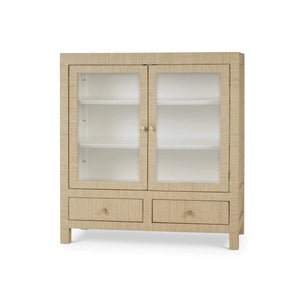 Bramble Kagu 2 Doors Sideboard Wrapped In Natural Rattan W/ True White Interior-Bramble-Blue Hand Home