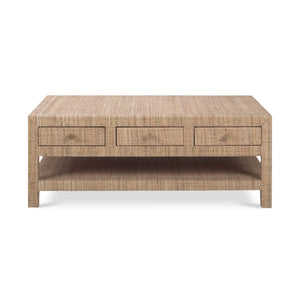 Bramble Kagu 6 Drawer Coffee Table Wrapped In Rattan Natural-Bramble-Blue Hand Home
