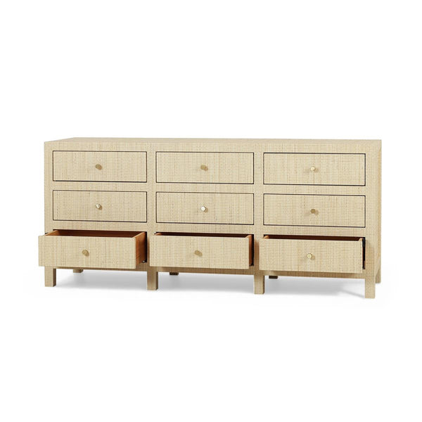 Kagu 9 Drawer Dresser W/ Rattan-Blue Hand Home
