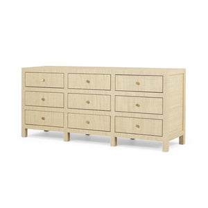 Kagu 9 Drawer Dresser W/ Rattan-Blue Hand Home