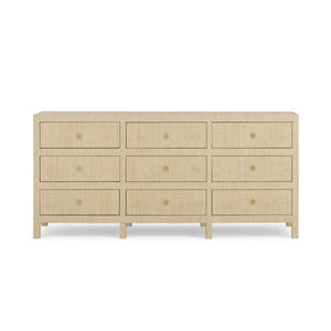 Kagu 9 Drawer Dresser W/ Rattan-Blue Hand Home