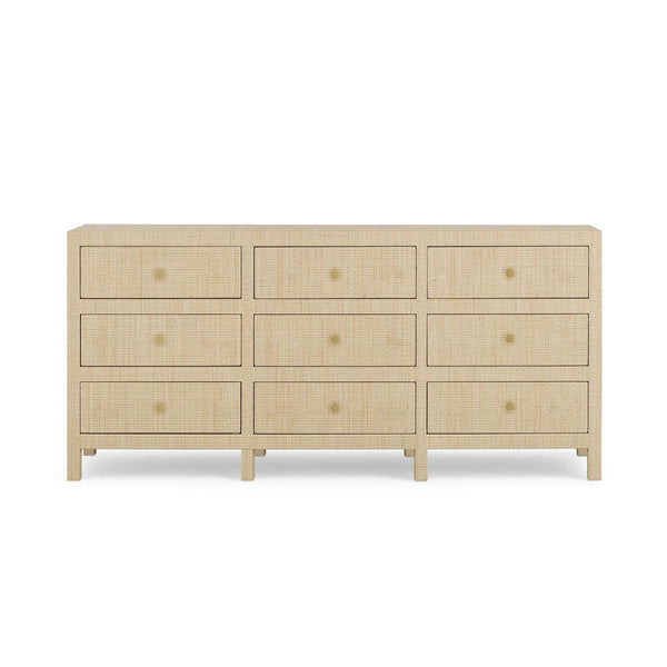 Kagu 9 Drawer Dresser W/ Rattan-Blue Hand Home