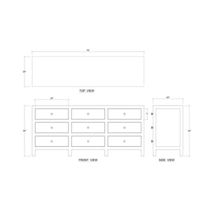 Kagu 9 Drawer Dresser W/ Rattan-Blue Hand Home
